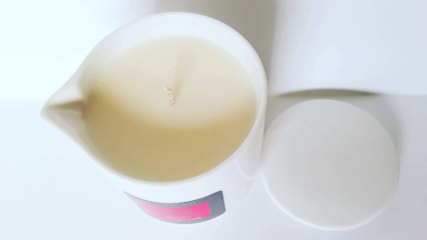 Massage candle Ignite Passion, sensual massage body oil, butter, lotion, Aromatherapy essential oils 7 OZ - Intimate Hearts Ignite Passion