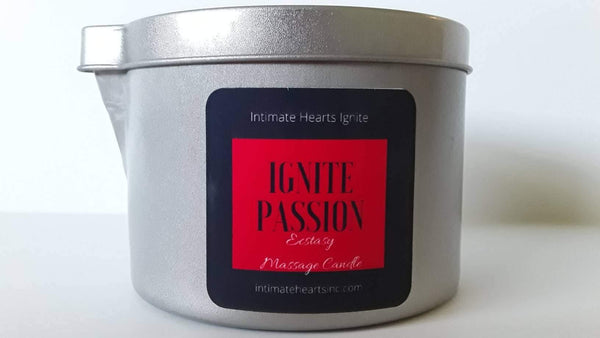Massage candle Ignite Passion, sensual massage body oil, butter, lotion, Aromatherapy essential oils 7 OZ - Intimate Hearts Ignite Passion