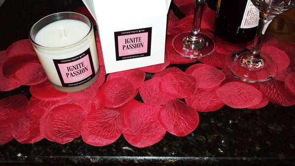Romance, sensual aphrodisiac scented, 10 OZ natural soy, handcrafted luxury soy candle - Intimate Hearts Ignite Passion